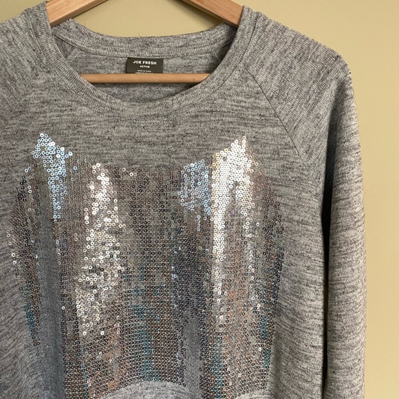 NWOT JOE FRESH Grey Sequinned Sweater✨ - Picture 2 of 8